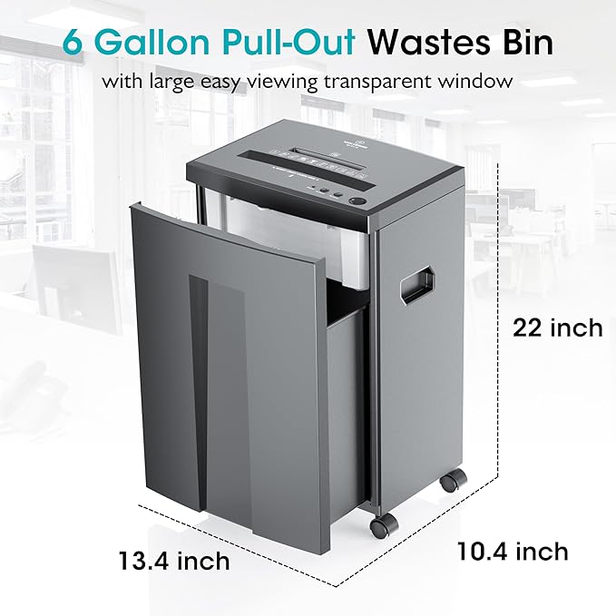 WOLVERINE 18-Sheet Shredders for Home Office Heavy Duty P-4 Security Level Crosscut Paper Shredder Paper/CD/Card Ultra Quiet Paper Shredder for Home with 6 Gallons Pullout Waste Bin SD9113(Grey ETL)-DeskLoop Office