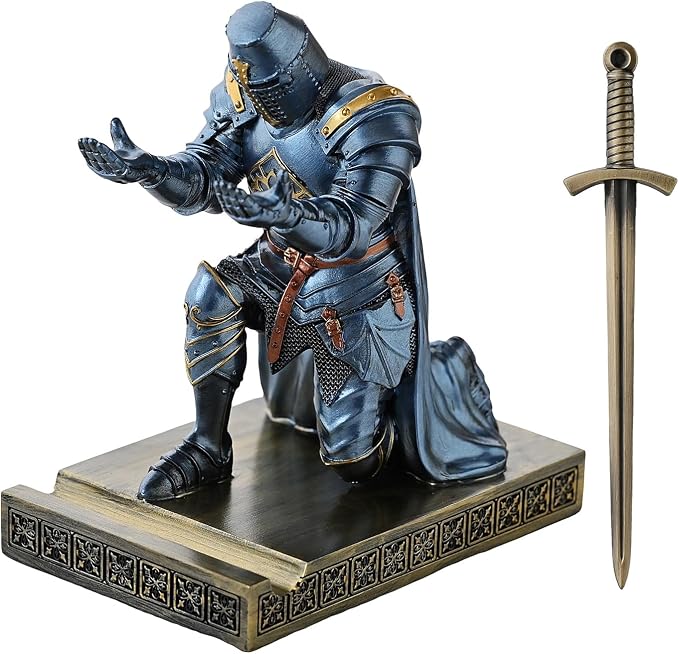 NCQIXIAO Medieval Templar Vanguard Officer Knight Pen Holder Pen Stand Desk - Image 2