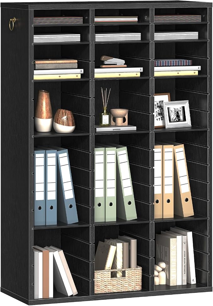 HOOBRO Literature Organizer, 48 Compartments Wooden Mail Organizer, Countertop - Image 9