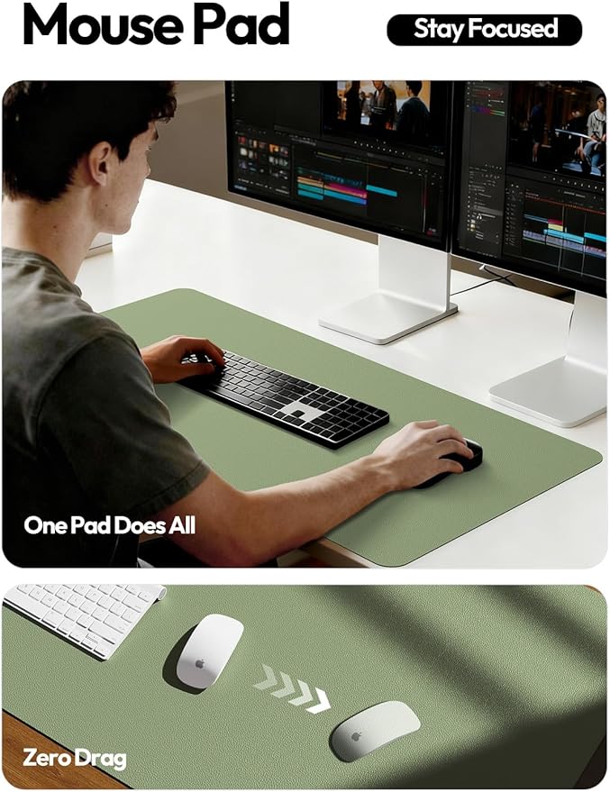 YSAGi Leather Desk Pad Protector, Office Desk Mat, Large Mouse Pad, Non-Slip PU - Image 5