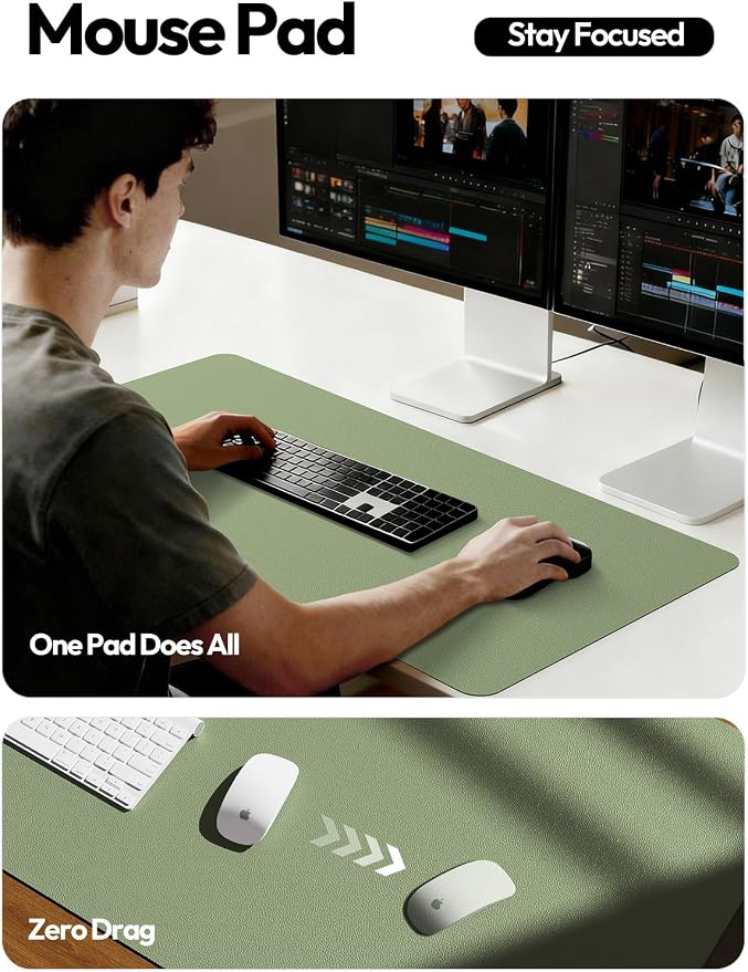 YSAGi Leather Desk Protector, Office Mat, Large Mouse Mat, Non-Slip PU Leather - Image 4