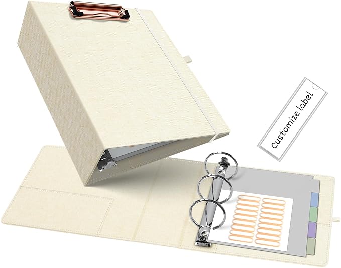 Ospelelf Mini 3 Ring Binder 5.5 x 8.5, 2 inch Round Ring Clipboard Binders by OspelelfOfficeSupplies