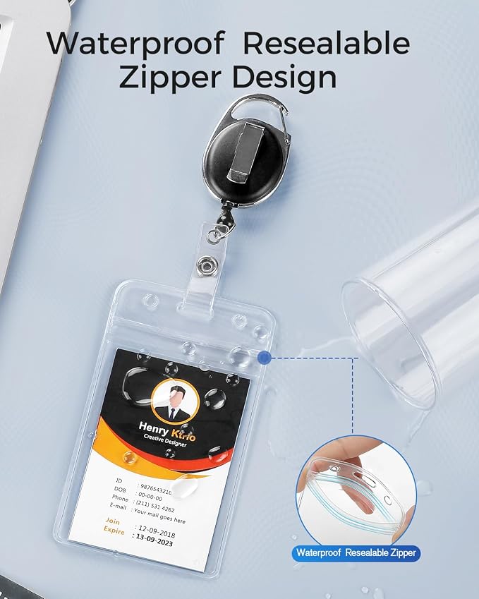 KTRIO ID Badge Holder with Retractable Reel, 2 Pack | Fits 2.5x3.4" Cards - Image 4