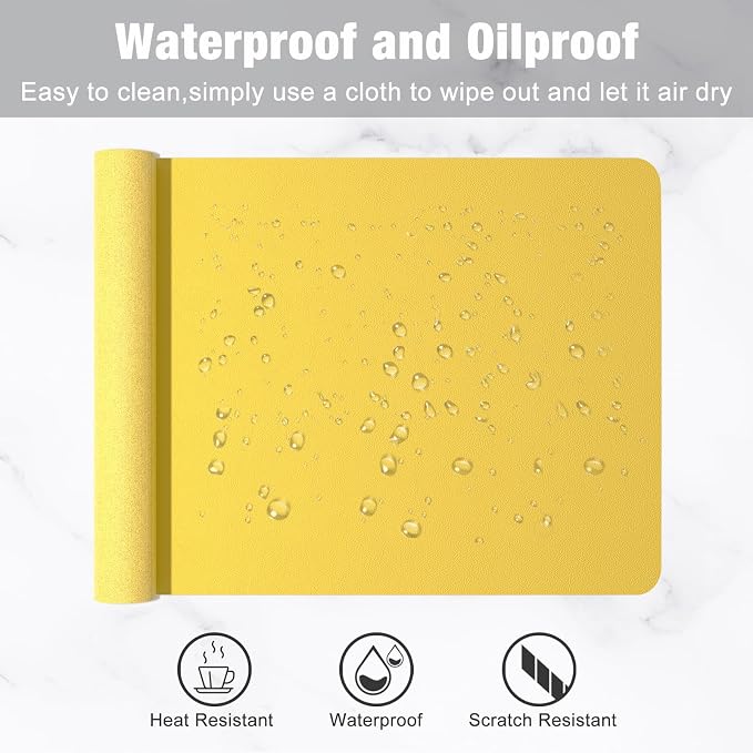 Hsurbtra Desk Pad, 23.6" x 13.8" PU Leather Desk Mat, M Extended Mouse Pad - Image 5