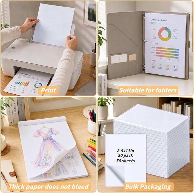 Oleitodh Blank 20 Pack Note Pads 8.5 x 11 Inch Memo Pads, 50 Sheets Per Scratch - Image 6