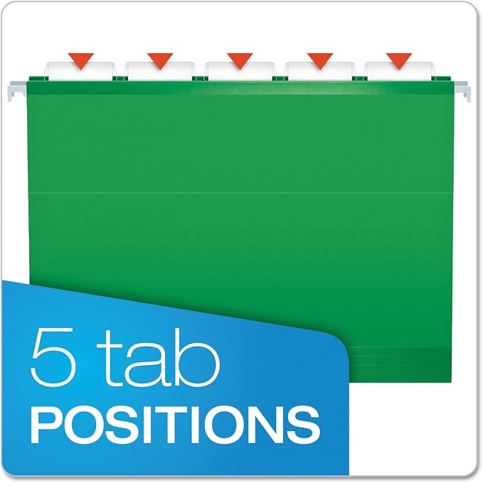 Pendaflex Reinforced Hanging File Folders, Letter Size, Bright Green, 1/5 Cut - Image 4