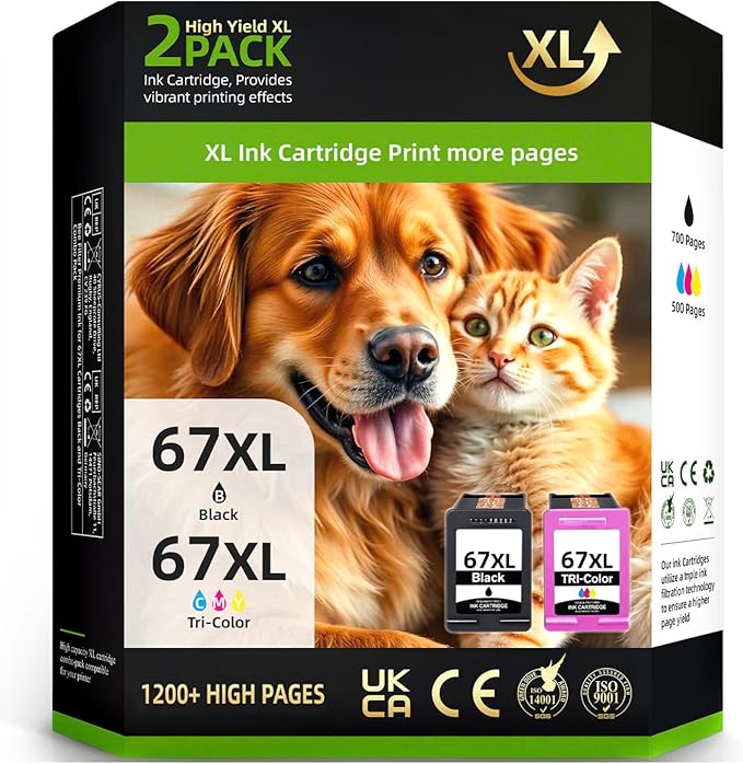 Hp Ink 67 & 67XL HP Printer Ink - Black Color Combo Pack for Hp 67 Ink Cartridges, HP 67XL Ink, DeskJet 2855e 2755e 2700 2700e 2800e 4155e 4255e 2827e 4100e 4227e, Envy 6055e 6000 6400 6455e Printer-DeskLoop Office