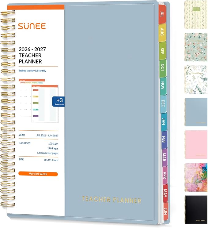 SUNEE Teacher Planner 2026-2027 Academic Year, Lite Lesson Planner Book by SUNEE