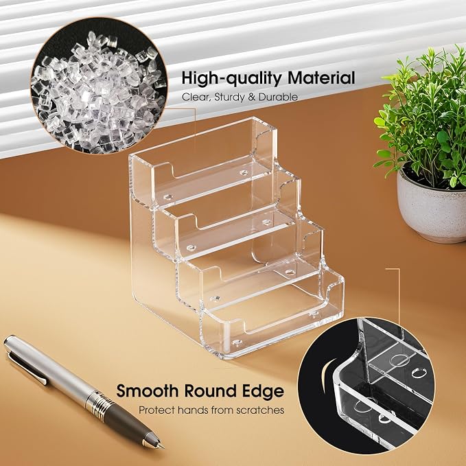 MaxGear Acrylic Business Card Holder, 320 Cards Capacity, 4 Pocket, 6 Pack | - Image 4