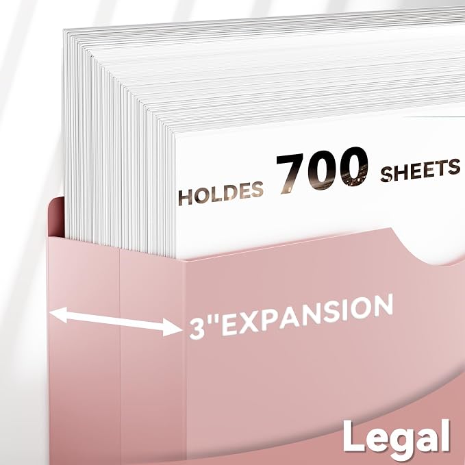 Plastic 3 Inch File Jackets, Legal Size, 12 Pack Manilla Pocket Folders - Image 4