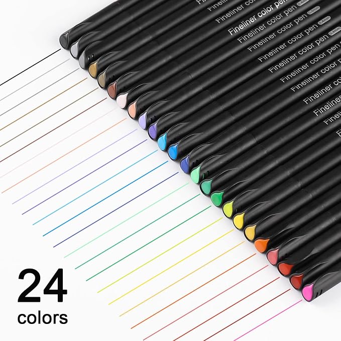 Dyvicl Journal Planner Pens Colored Pens, 24 Colors 0.4mm Fineliner Pen Set - Image 2