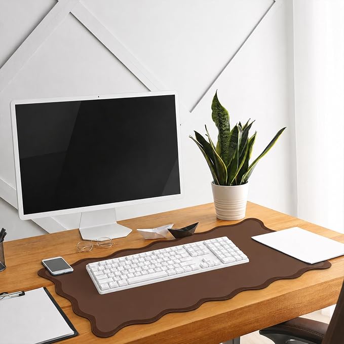 Hahafelt Scalloped Desk Mat Large Desk Pad Cute Coquette Table Mat Back to - Image 4