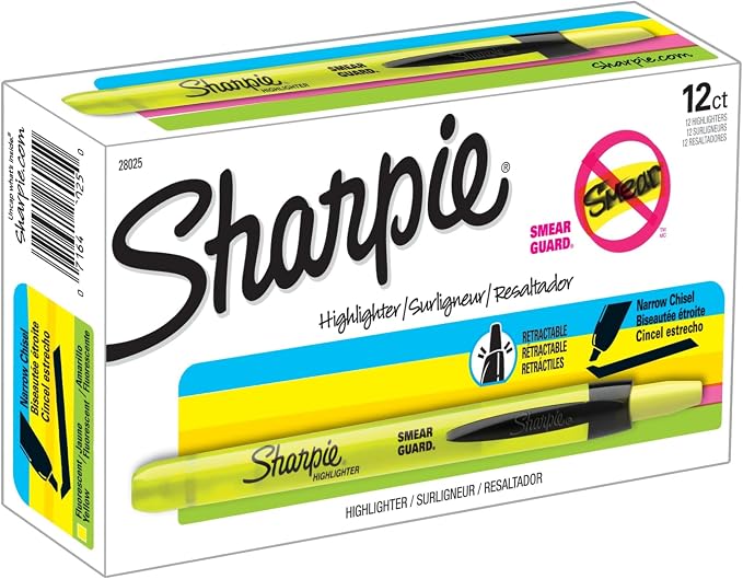 Sharpie Retractable Highlighters, Chisel Tip, Fluorescent Yellow by Unknown