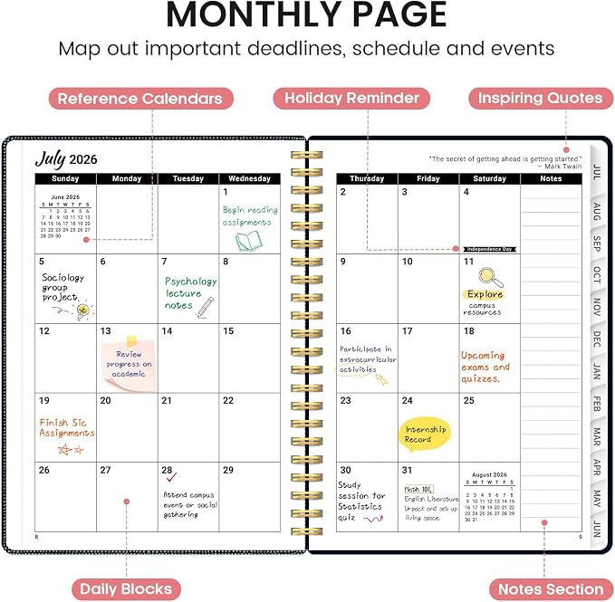 Planner 2026-2027, Academic Monthly and Weekly Calendar Planner - Image 2