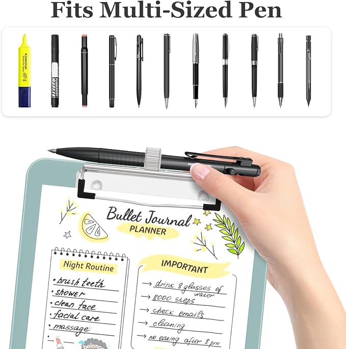 Piasoenc Small Clipboard with Storage, Clip Board with Pen Holder, Teal | A5 - Image 3