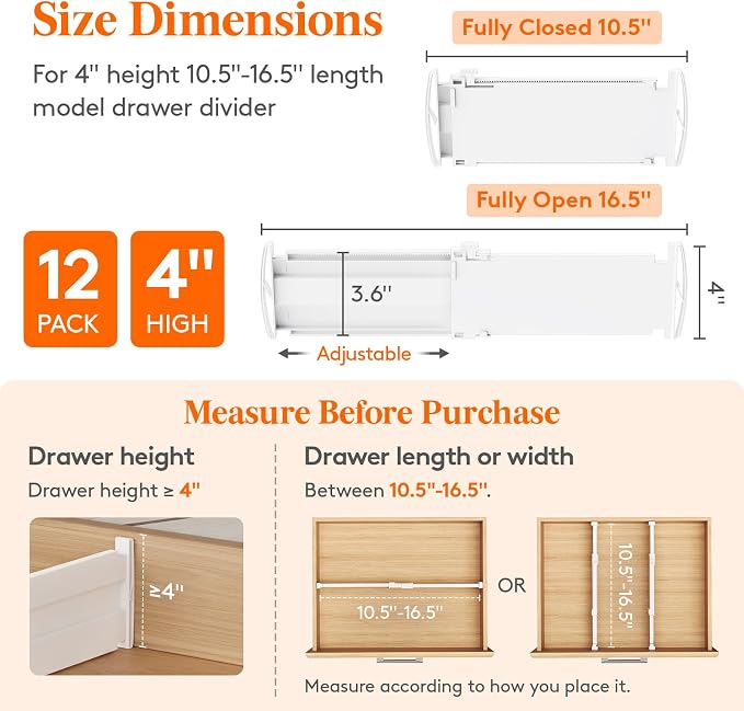 Lifewit 12 Pack Drawer Dividers - Image 2