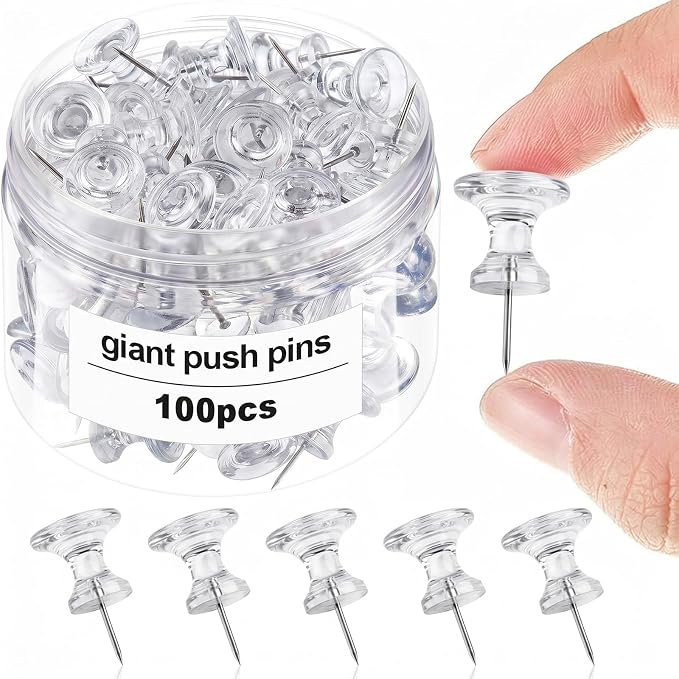 Outus 100 Pcs Giant Push Pins Large Thumb Tacks Plastic Heads 1 Inch Jumbo Push by Outus