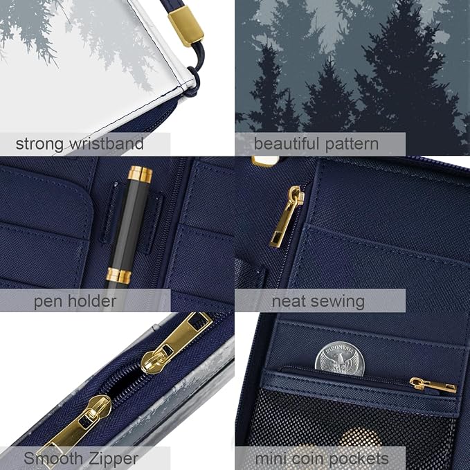 Family Passport Holder Wallet RFID Blocking Document Organizer PU Leather - Image 4