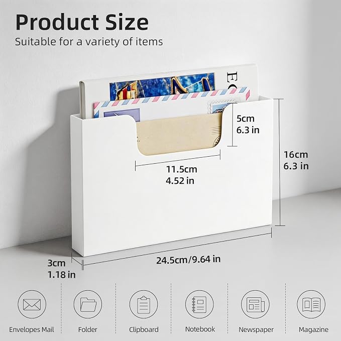 Marbrasse Magnetic File Holder, Magnetic Hanging Wall File Organizer, Pocket - Image 2