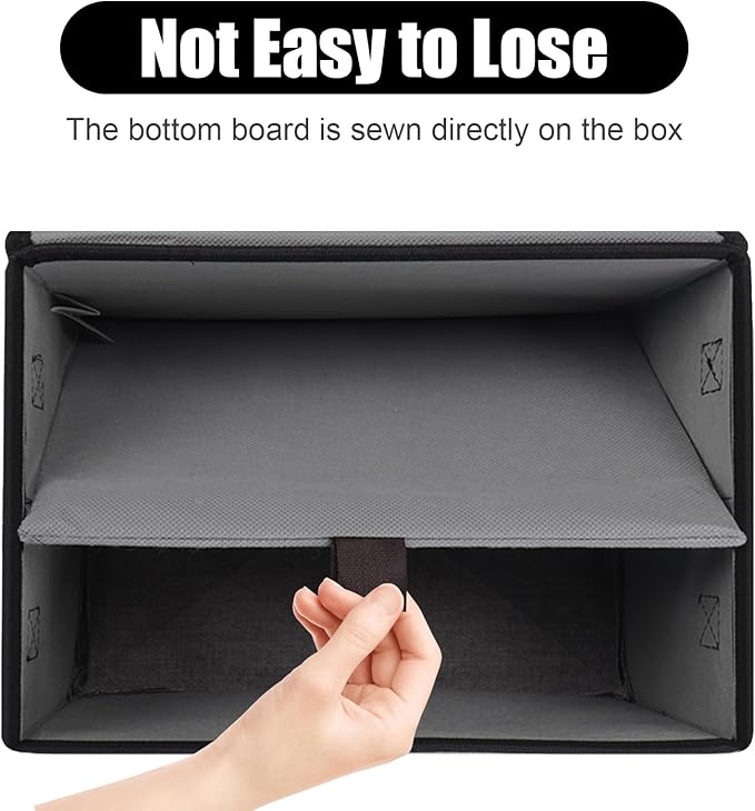 Large 22 Quart Linen Fabric Foldable Storage Bin Cube Organizer Basket with Flip-Top Lid & Handles, Clothes Blanket Box for Home, Office, Closet, Black & Gray, 4 Pack 14.6 x 9.5 x 9.5-DeskLoop Office