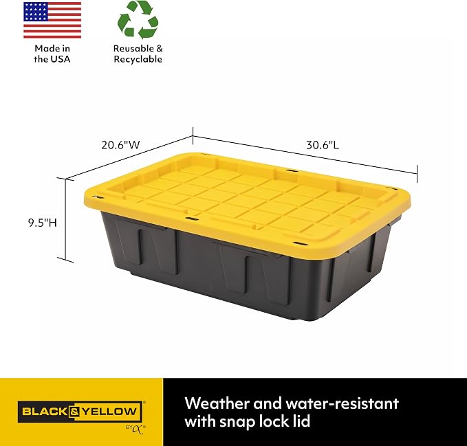 CX BLACK & YELLOW�, 15-Gallon Heavy Duty Tough Storage Container & Snap-Tight - Image 2