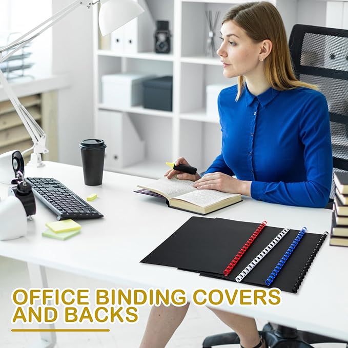 160 Pack Binding Covers and Combs kit 8.5x11 Inches Include 60 Pcs 12 mil Leather Texture Binding Cover 60 Pcs 8 mil Clear PET Presentation Covers 40 Pcs Binding Combs Letter Size(Multi Color)-DeskLoop Office