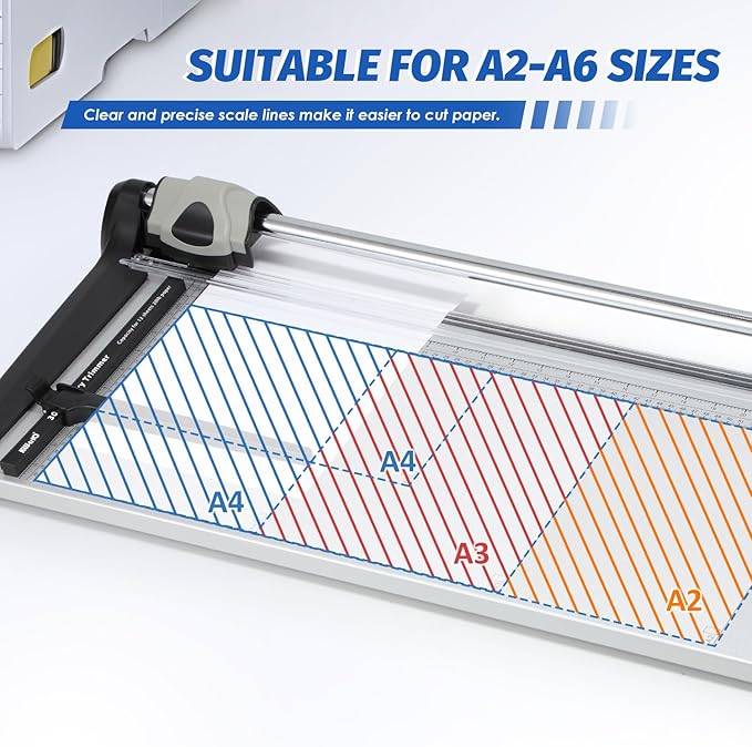 Rotary Paper Trimmer, 15 Sheets Heavy Duty Paper Trimmer, 670mm(26.37") Cutting Length, Commercial Grade Rotary Paper Cutter for Home/Office/School, Black & Silver-DeskLoop Office