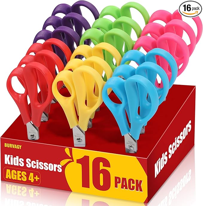 BURVAGY 16Pack 5.5" Safety Small School Kids Student Round Blunt Tip Craft by BURVAGY