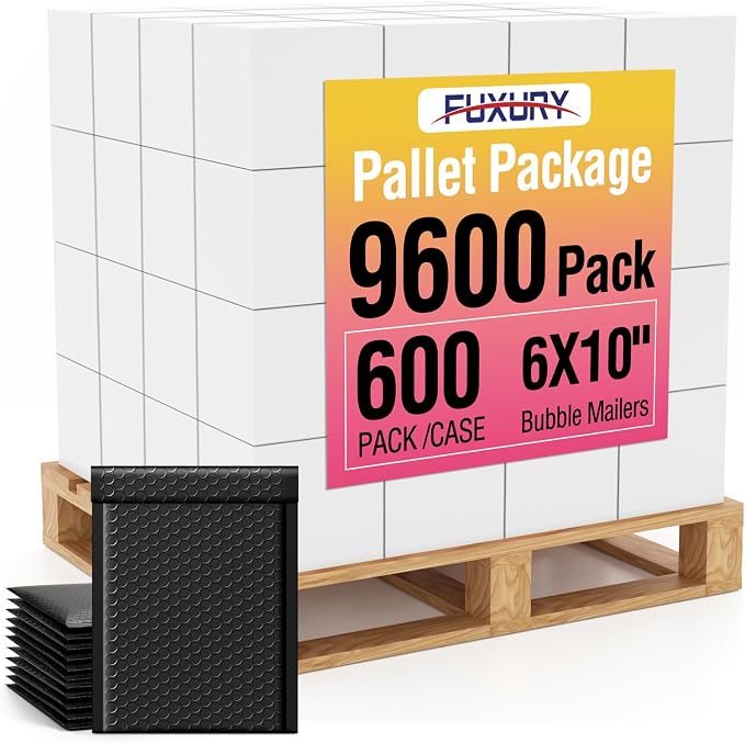Fuxury Black Bubble Mailers 6x10" Padded Envelopes 9600 Pack Strong Adhesion by Fuxury
