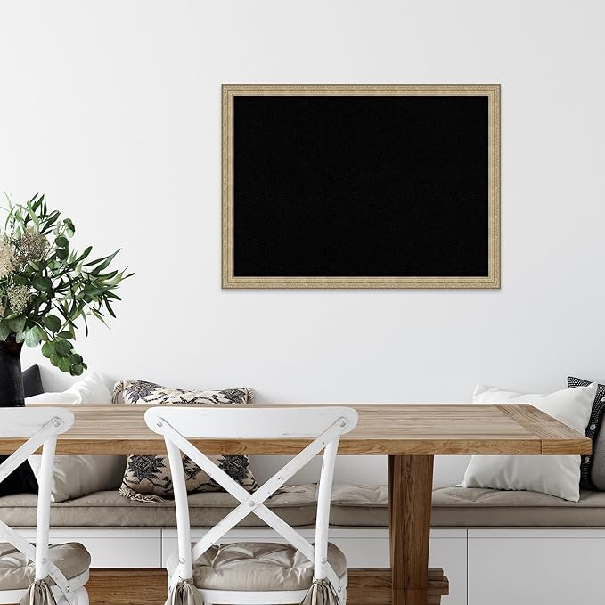 Amanti Art Black Cork Board for Wall, 22x30 Vision Board with Champagne Frame, Medium Corkboard Office Decor for Home Organization, Traditional Corkboard Pinboard to display items for home-DeskLoop Office