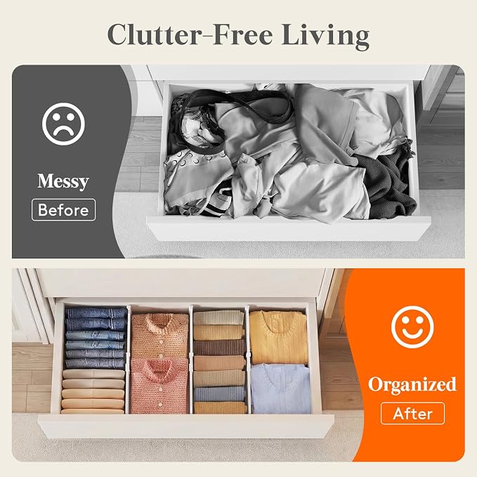 Lifewit 6" Tall 9 Pack Drawer Dividers, 11.5"-18.5" Adjustable Deep Drawer - Image 8