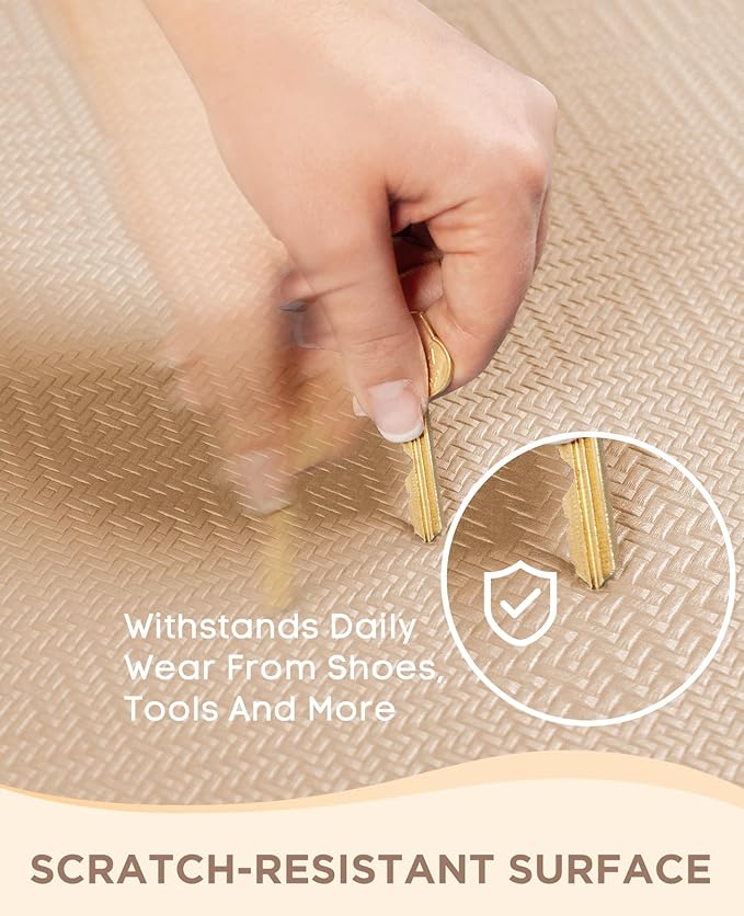 Ophanie Kitchen Mats for Floor, 3/4 Inch Thick Kitchen Rugs, Anti Fatigue Standing Cushioned Mat, Waterproof,Comfort Ergonomic Mat for Office, Home, Sink, 20''x39'' Beige Non-Slip Bottom-DeskLoop Office