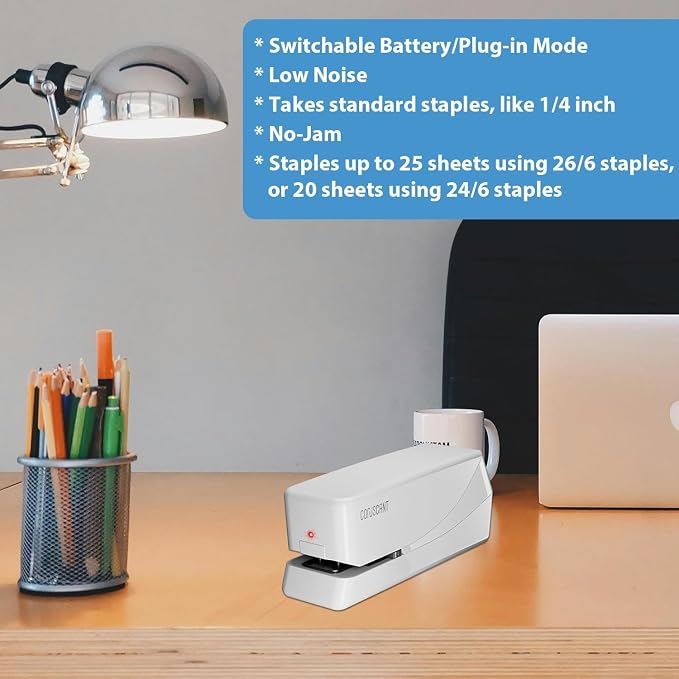 Coruscant Electric Stapler, No Jam Easy Reload, 25 Sheet Automatic Staplers - Image 9