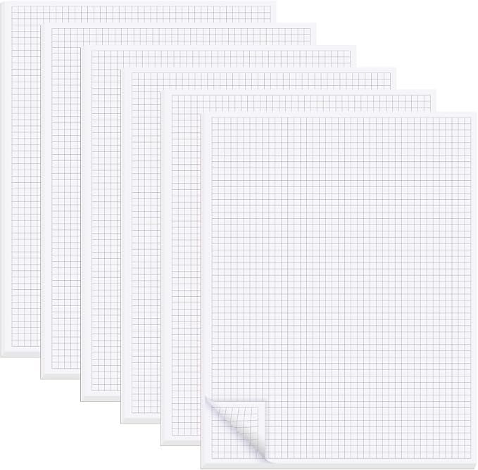 zmybcpack 6 Pack 8.5"X11" Graph Paper Pads, Grid Writing Pads, Memo ScratchPads by zmybcpack