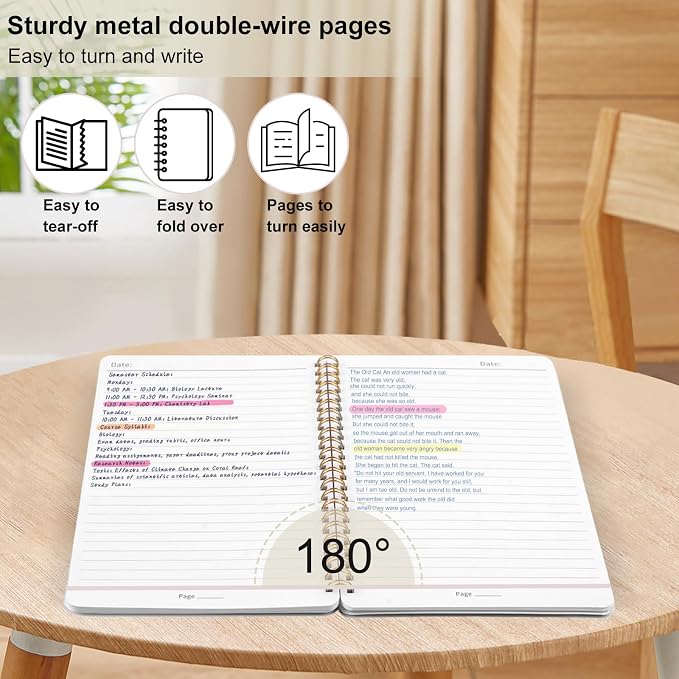 Utron Spiral Notebook For Women & Men, 5.9 x 8.3” College Ruled Notebook For - Image 5