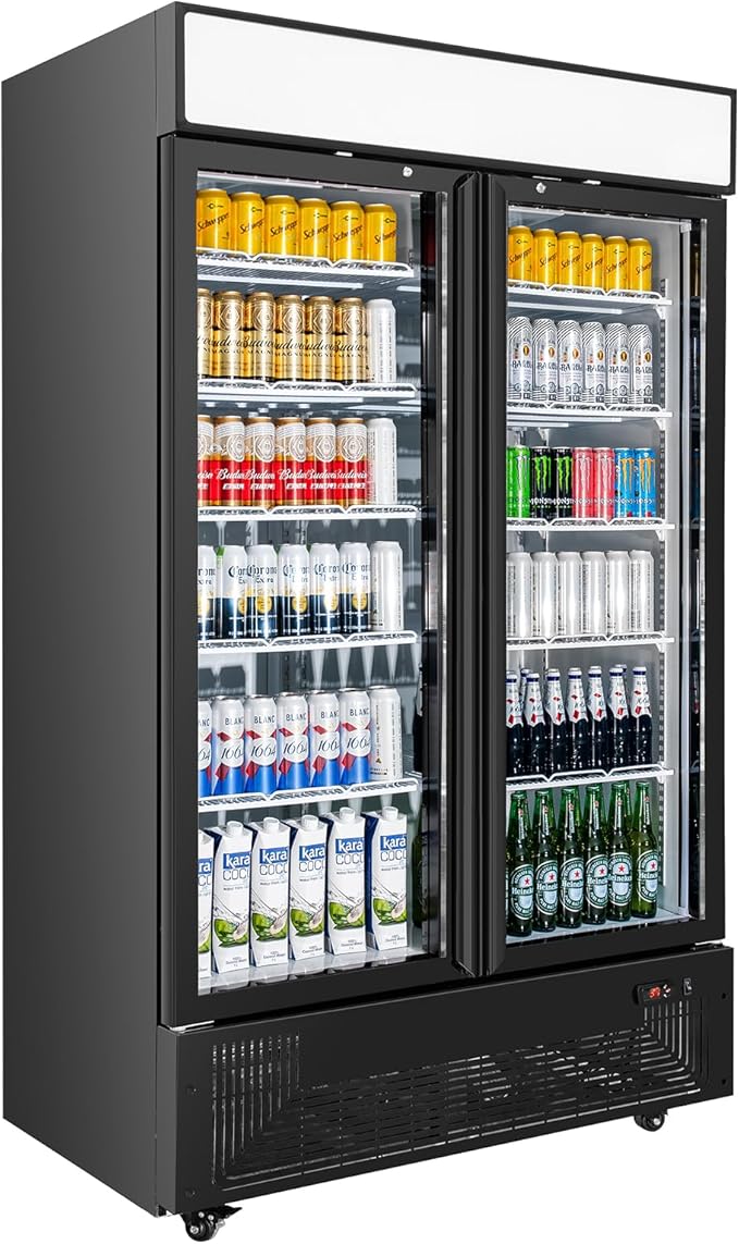 Commercial Merchandiser Display Refrigerator 40 Cu.ft. with 2 Glass Doors ETL Drink Cooler Beverage Fridge for Bars,Restaurants, Convenience Stores, Supermarkets and Offices-DeskLoop Office