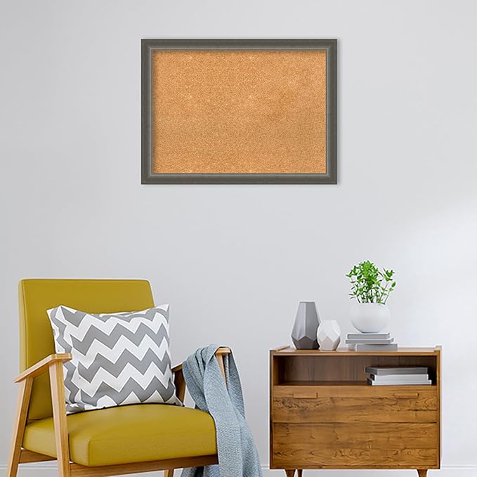 Amanti Art Natural Cork Board for Wall, 23x31 Vision Board with Silver Wood Frame, Medium Corkboard Office Decor for Home Organization, Casual Corkboard Pinboard to Display Items for Home-DeskLoop Office