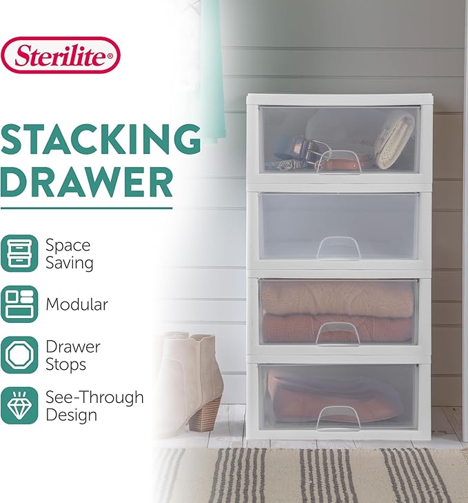 Sterilite 6-Pack 16 Quart Stacking Drawer, Accessories, Craft Supplies - Image 4