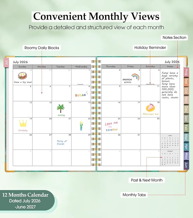 Academic Planner 2026-2027, Hardcover Leather Weekly and Monthly Calendar - Image 2