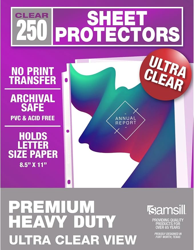 Samsill Ultra Clear Sheet Protectors, 8.5x11 Inch Page Protectors by Samsill
