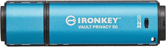 Kingston Ironkey Vault Privacy 50 USB 32GB Flash Drive | FIPS 197 Certified | XTS-AES 256-bit | BadUSB and Brute Force Protection | Mult-Password Option | IKVP50/32GB-DeskLoop Office