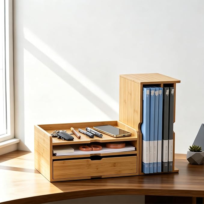 Desk Organizer, Bamboo A4 Paper Organizer - Image 4