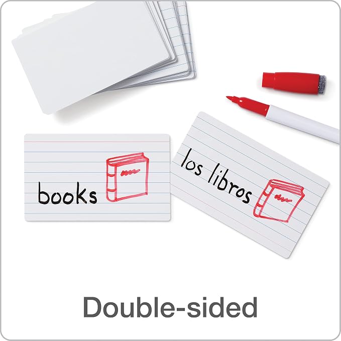 Oxford Dry Erase Index Cards, Blank & Ruled Multipack, Reusable Flash Cards - Image 6