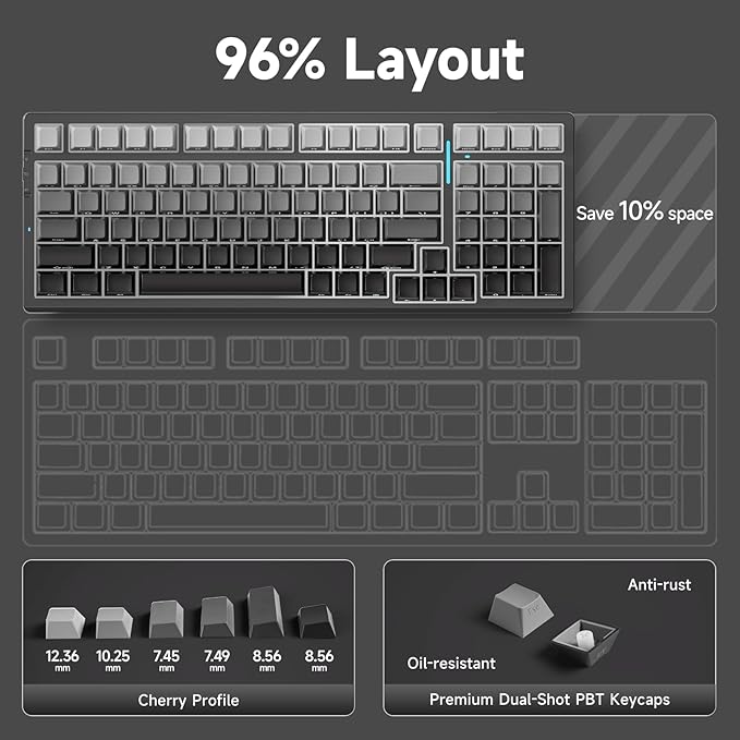 G98 PRO Wireless Mechanical Keyboard, Tri-Mode Connection Gaming Keyboard, Hot Swappable Custom Gasket Structure Pre-lubed Linear Switches Double Shot PBT Keycaps RGB LED Backlit Gradient Black-DeskLoop Office