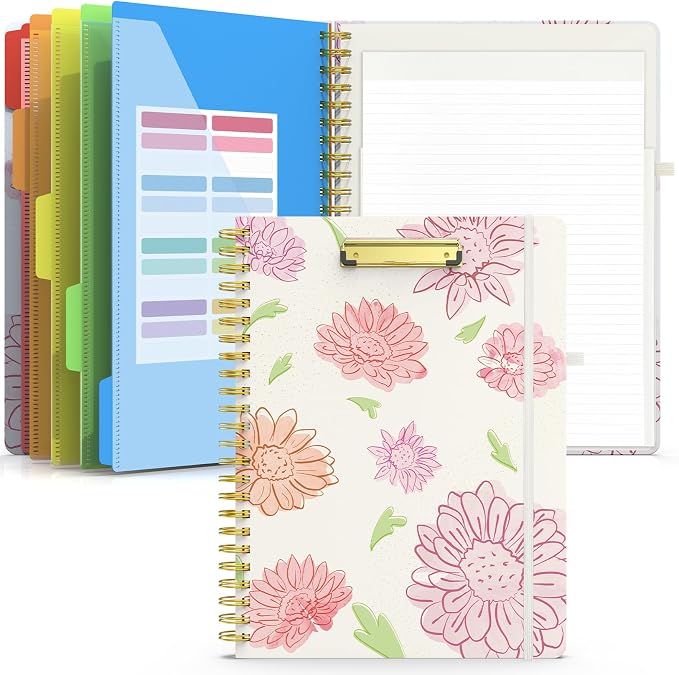 Sooez Clipboard Folio with Refillable Notepad, Folder with 10 Storage Pockets by Sooez