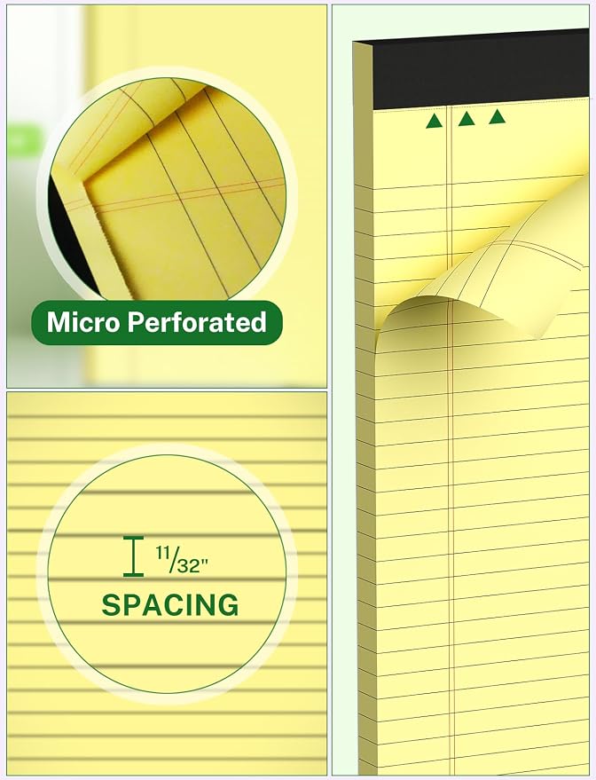 Zaviko Legal Pads 8.5 x 14, Wide Ruled Legal Pads, 12 Pack Yellow Paper 8.5 x 14 - Image 3