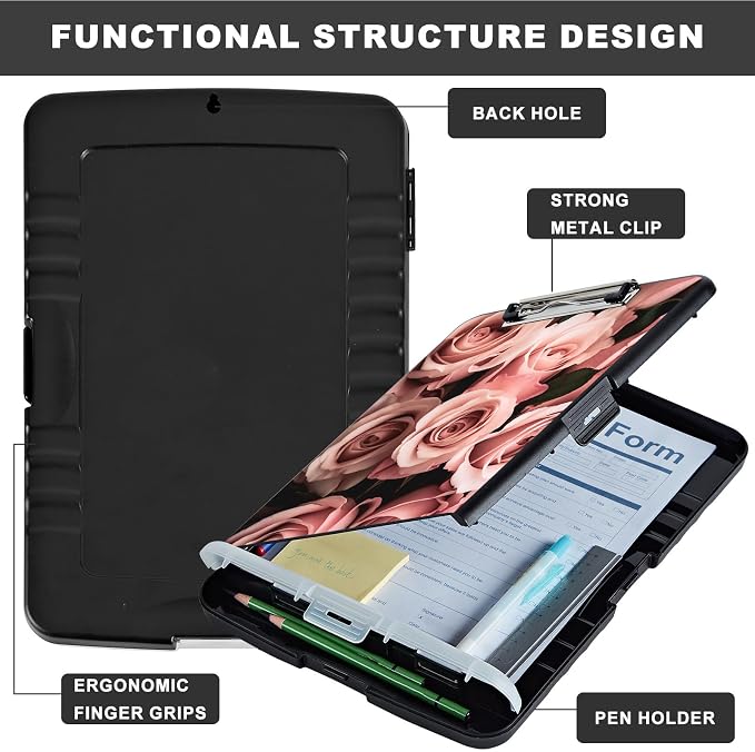 Clipboard with Storage, Heavy Duty Plastic Storage Clipboard with Low Profile - Image 6
