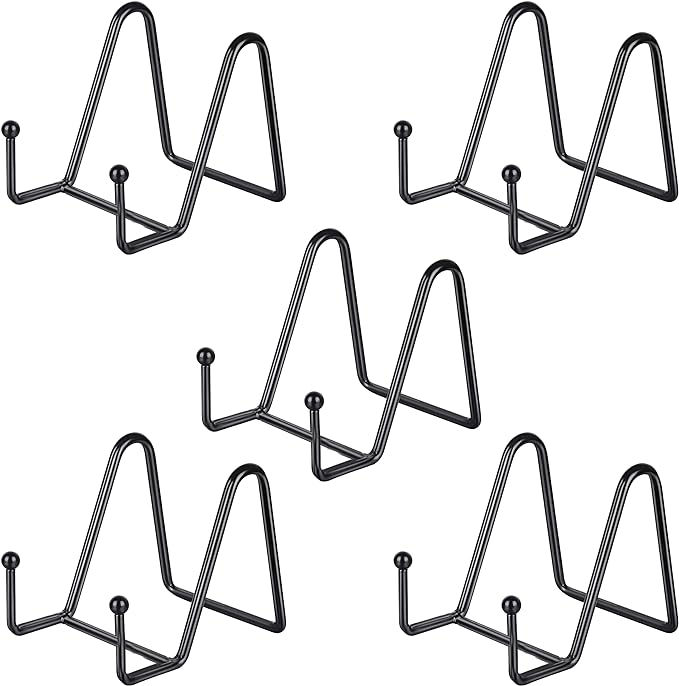 IBosins 5 Pack 3 Inch Small Plate Holder Display Stands, Mini Metal Black Frame by IBosins