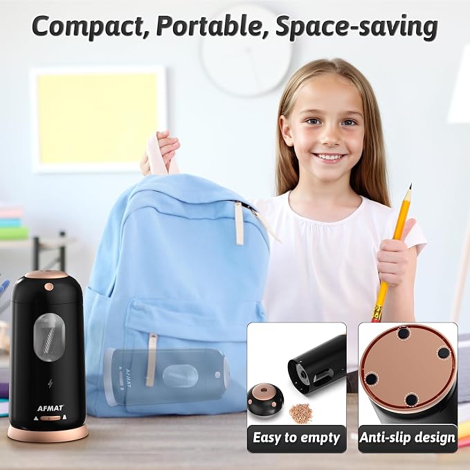 AFMAT Electric Pencil Sharpener, Auto in & Out, Fully Automatic Pencil Sharpener - Image 6
