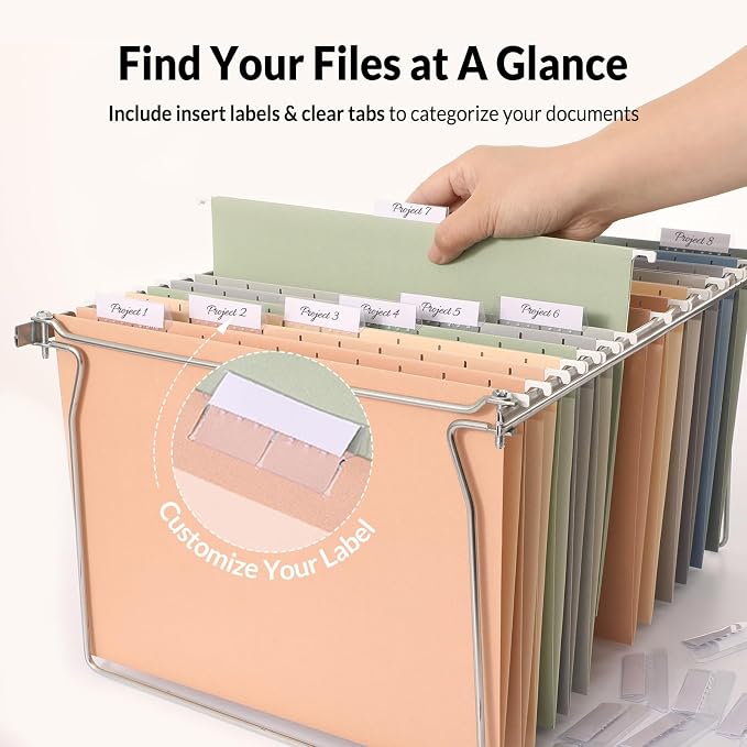 SUNEE 25 Count Hanging File Folders, Pastel Colors, Hanging File Folders Letter - Image 2